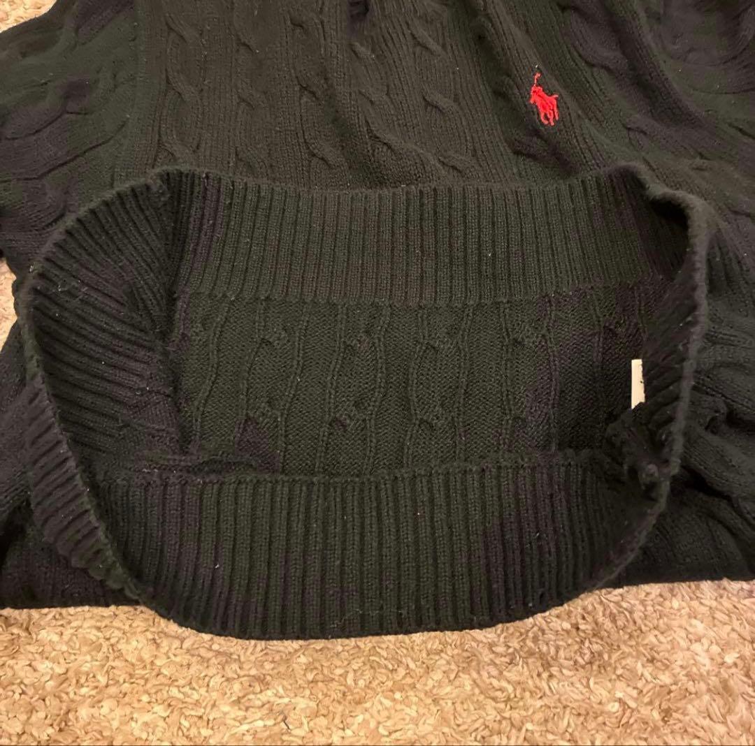 HALPolo Ralph Lauren ブラック コットンケーブルニット