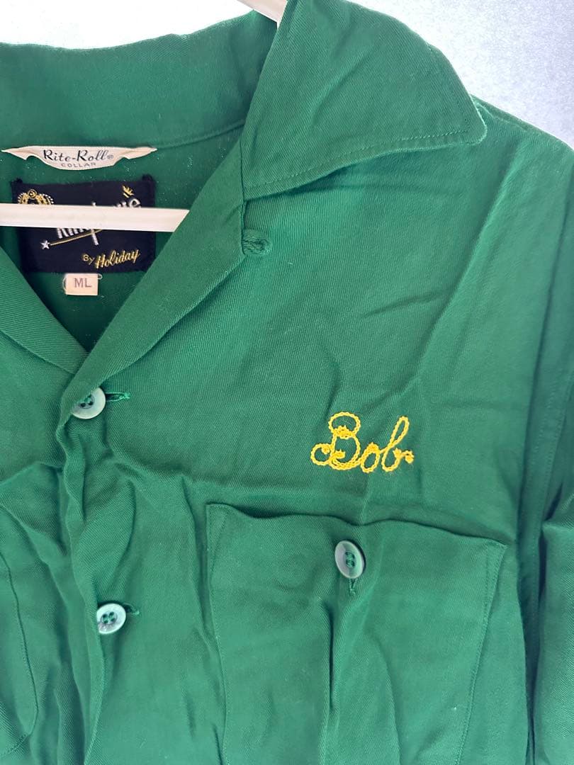 刺繍 開襟　ヴィンテージボウリングシャツ