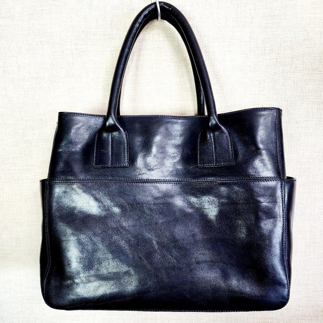 【美品】ヒロフ トートバッグ サイドポケット 肩掛け 自立　A4 スクエア型　黒