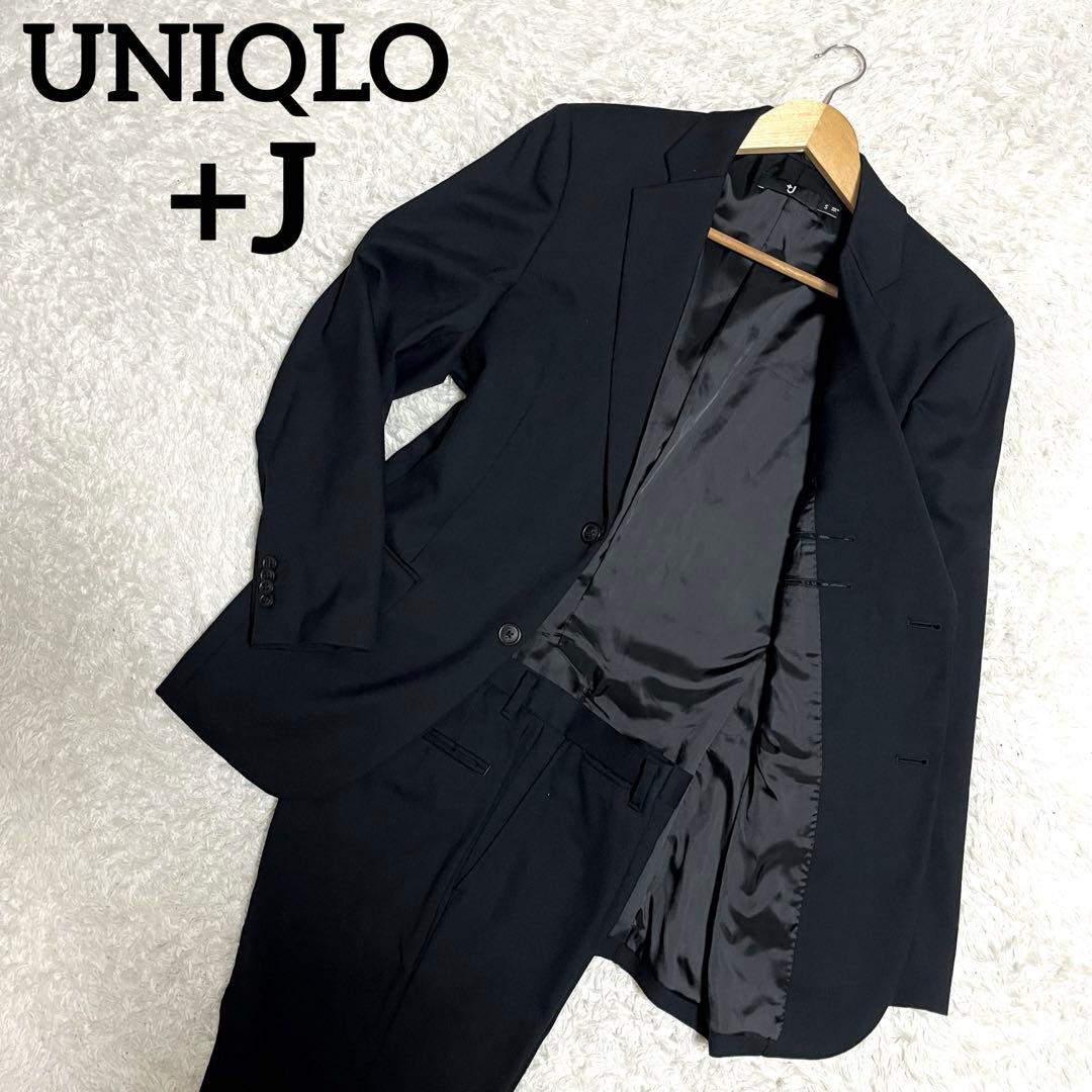 ✨極美品✨UNIQLO+J ビジネススーツ ブラック セットアップ 2ボタン 黒