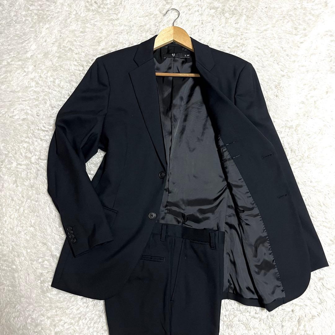 ✨極美品✨UNIQLO+J ビジネススーツ ブラック セットアップ 2ボタン 黒