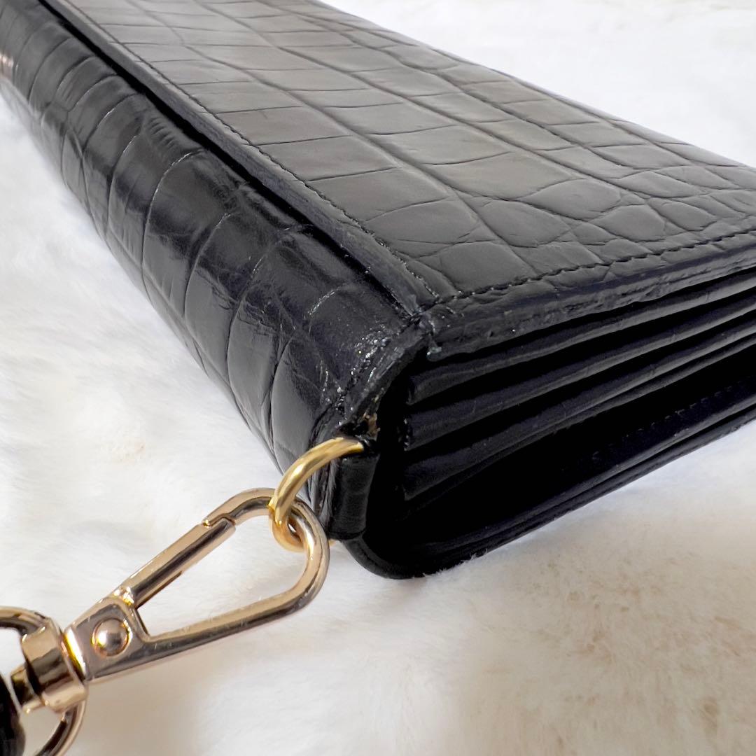 ADMJ ウォレットバッグ 長財布 2way スワロフスキー ビジュー ブラック