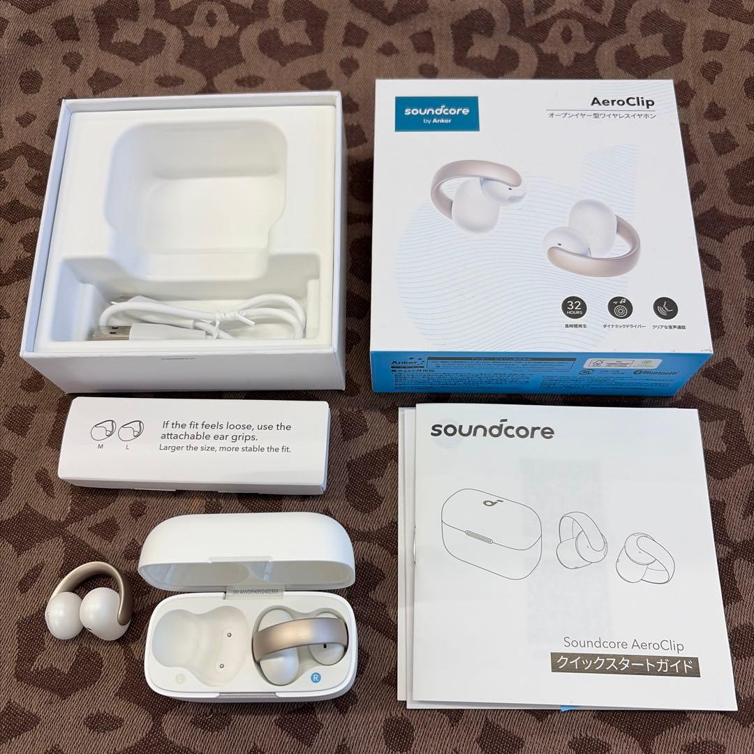 Soundcore by Anker AeroClip ホワイト＆ゴールド