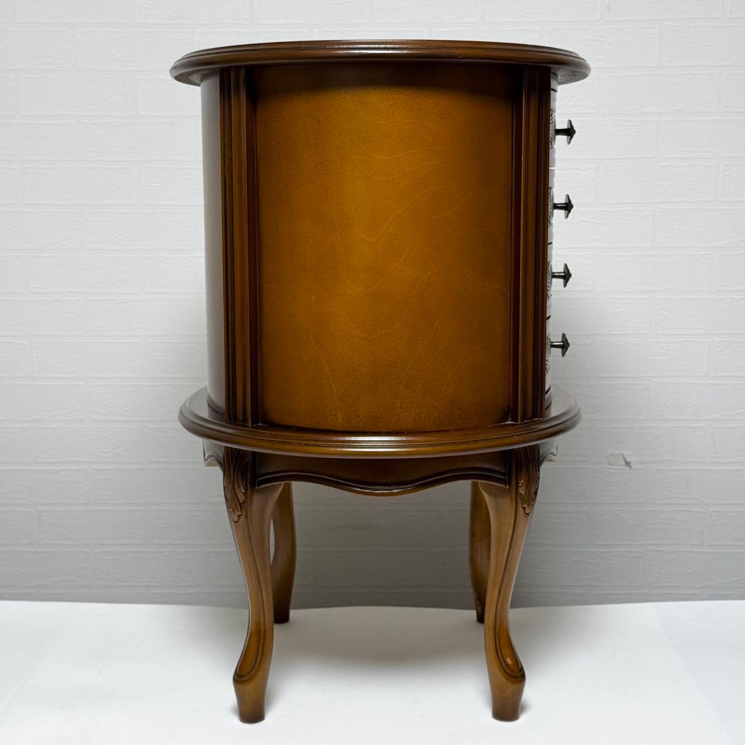 アンティークチェスト 猫脚 4段チェスト 木製 彫刻 ロココ調 サイドチェスト