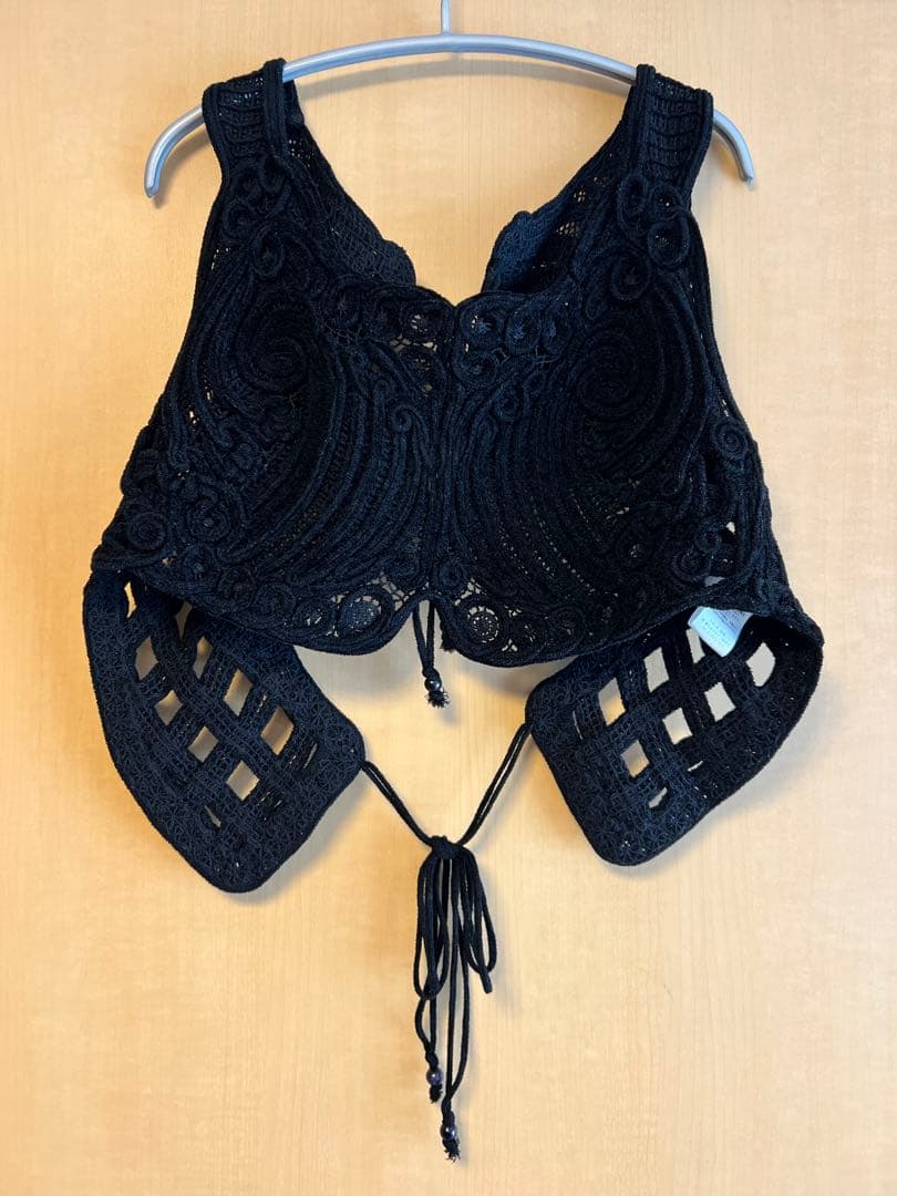 Mame Kurogouchi コード刺繍ベスト Black サイズ1