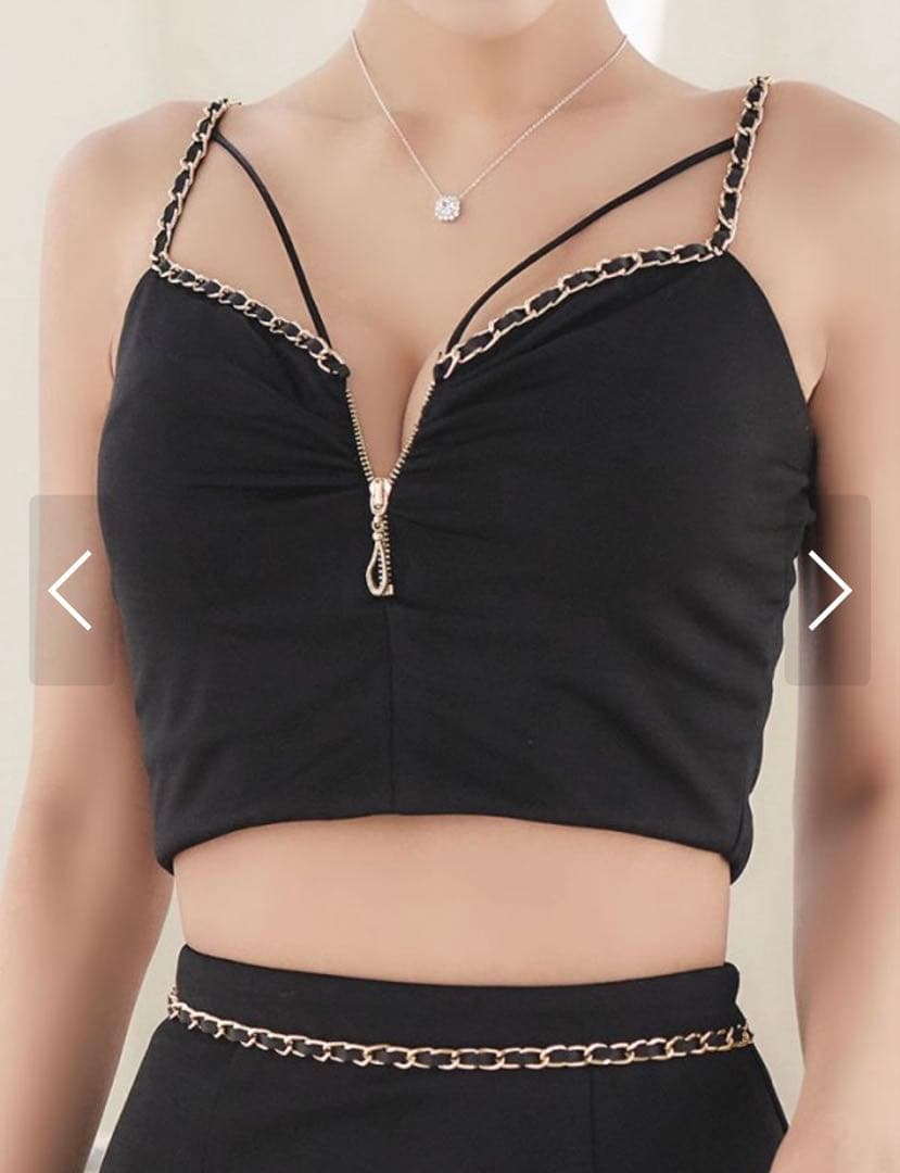 チェーンキャミソールセットアップロングドレス/キャバドレス