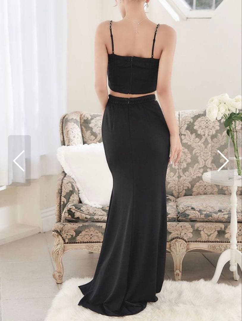 チェーンキャミソールセットアップロングドレス/キャバドレス