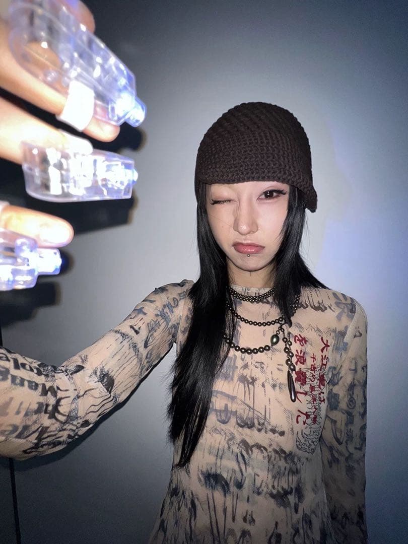 【Y2K】Fuzzykon 25SS NEOアジアンパワーネット セカンドスキン