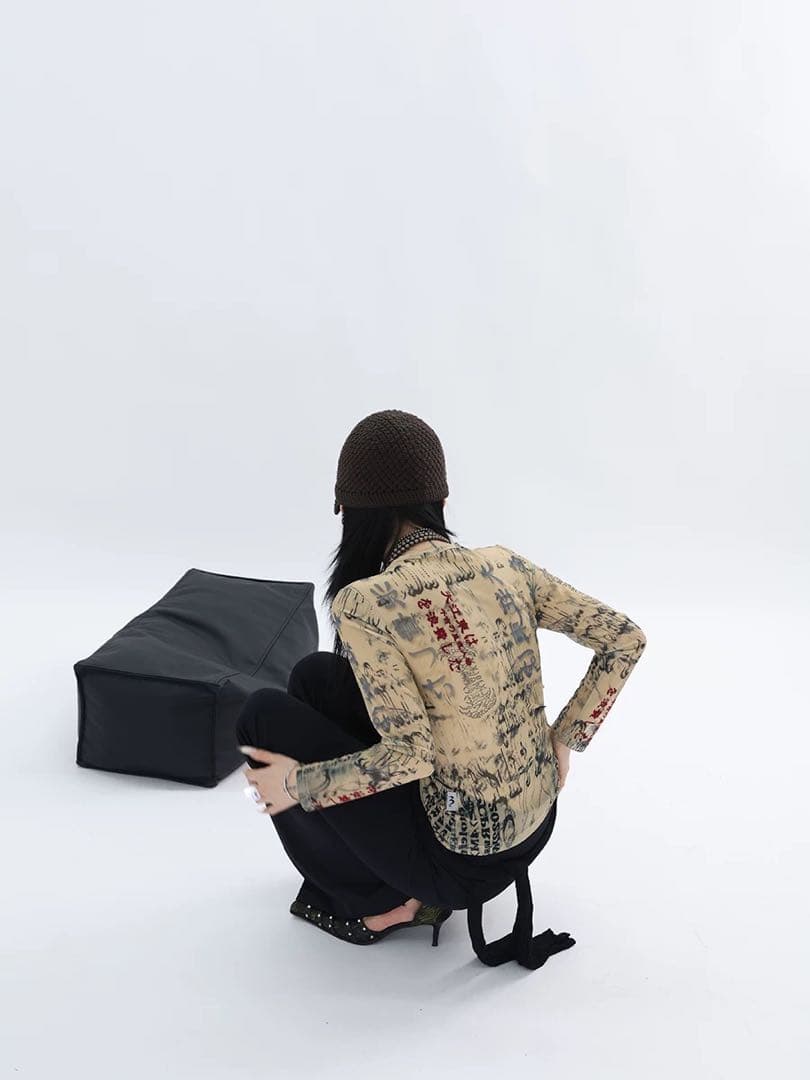 【Y2K】Fuzzykon 25SS NEOアジアンパワーネット セカンドスキン