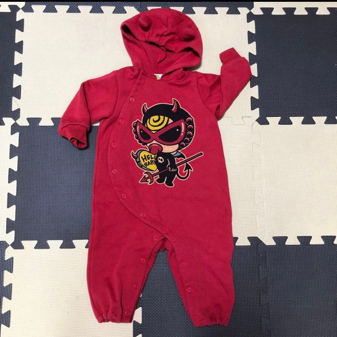 ヒステリックミニDEVILKINダンボールニット カバーオール70-80cm新品