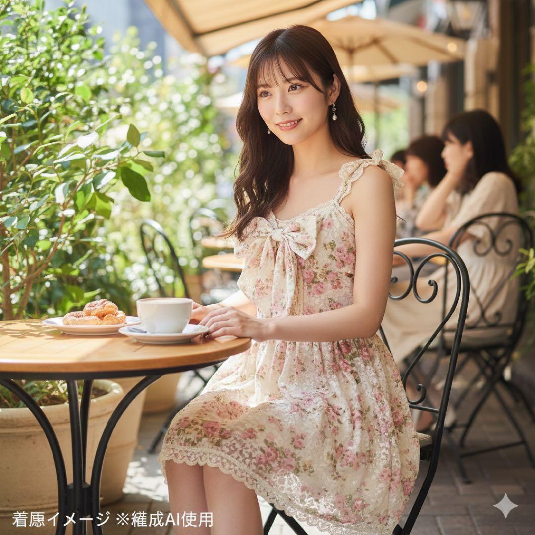 LIZ LISA リズリサ 花柄 レース チュニック ワンピース リボン 美品