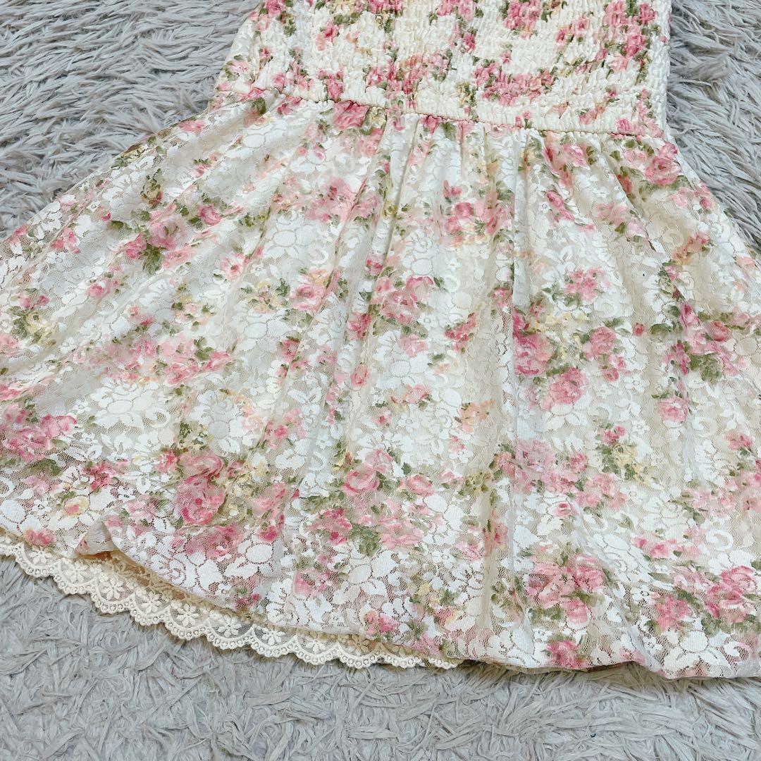 LIZ LISA リズリサ 花柄 レース チュニック ワンピース リボン 美品