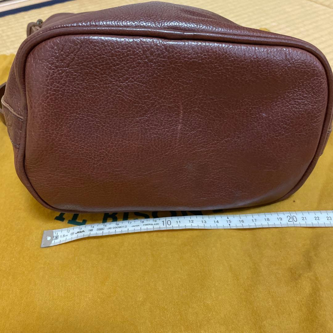 IL BISONTE ブラウンレザーショルダーバッグ