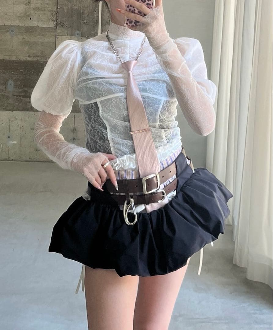 スカート litmus herpraha Balloon mini skirt belt