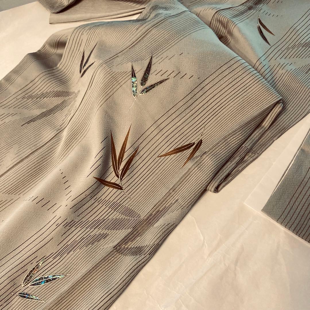 靖 122720宅　螺鈿小紋　竹　袷　着物