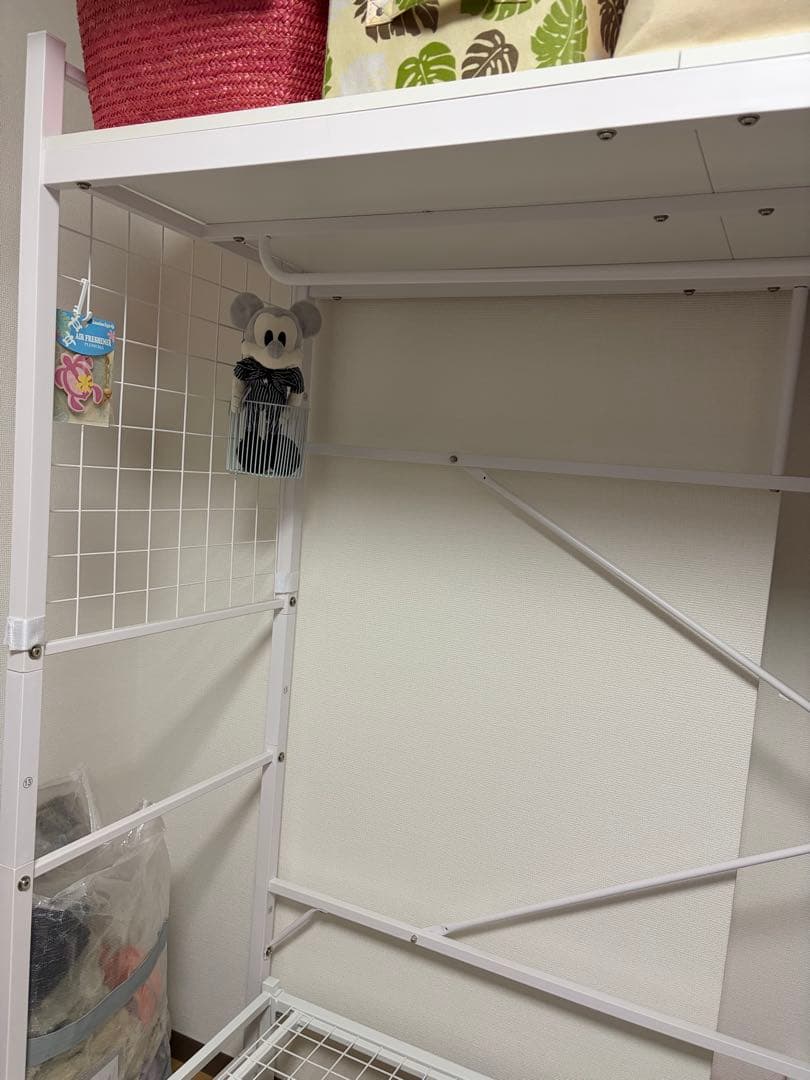 ニトリ　ハンガーシェルフ　ホワイト　シングル　パイプベッド　バジーナ