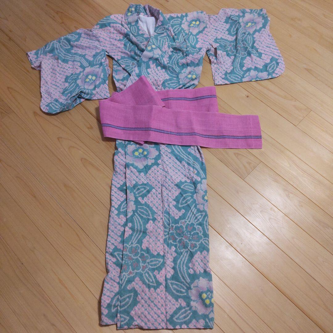 しぼりの浴衣・麻の帯セット