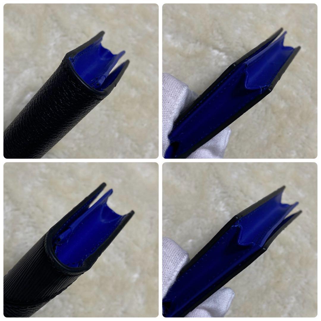 新品未使用✨タケオキクチ名刺入れカードケース黒青バイカラー　アシンメトリーレザー