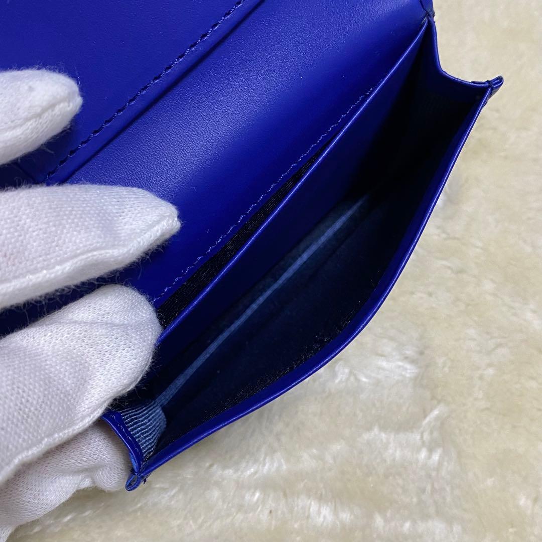 新品未使用✨タケオキクチ名刺入れカードケース黒青バイカラー　アシンメトリーレザー