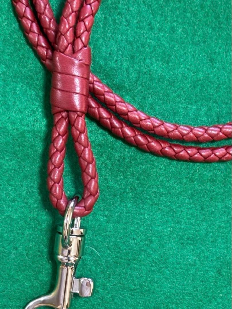 BOTTEGA VENETAイントレチャートレザーネックストラップ(赤)