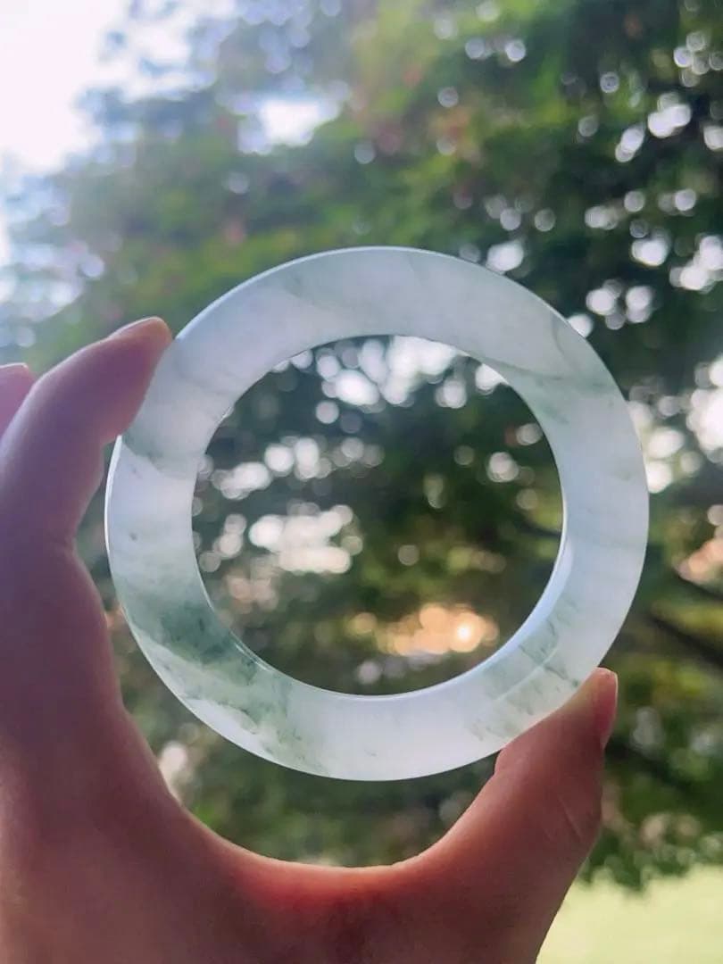 翡翠色 天山翠 金糸玉　天然石　バングル内径56.7 満圏