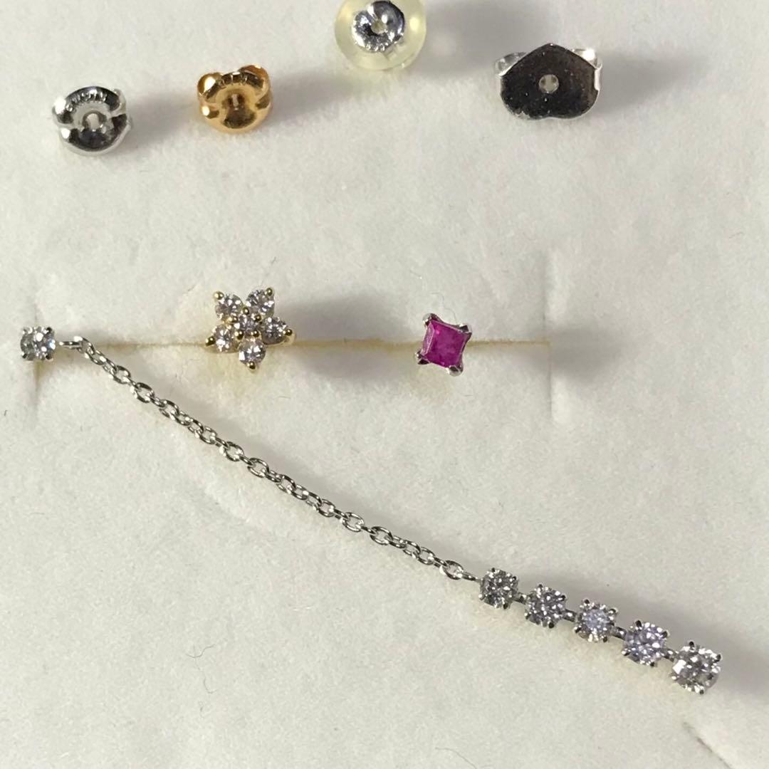 K18 k14ポンテヴェキオ　片耳ピアス　3点セット