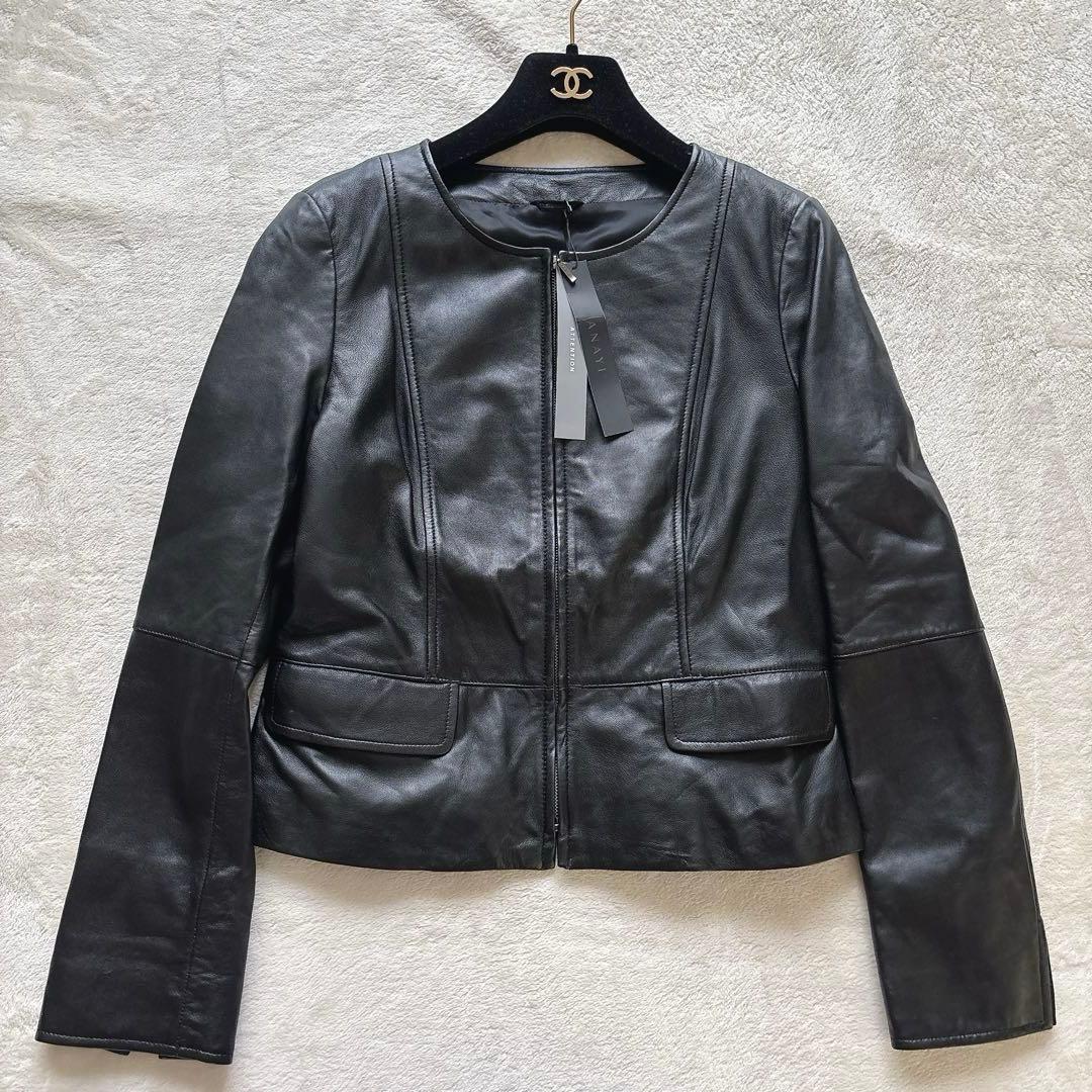 ※専用　　新品✨ANAYI アナイ ラムレザー ノーカラージャケット ライダース