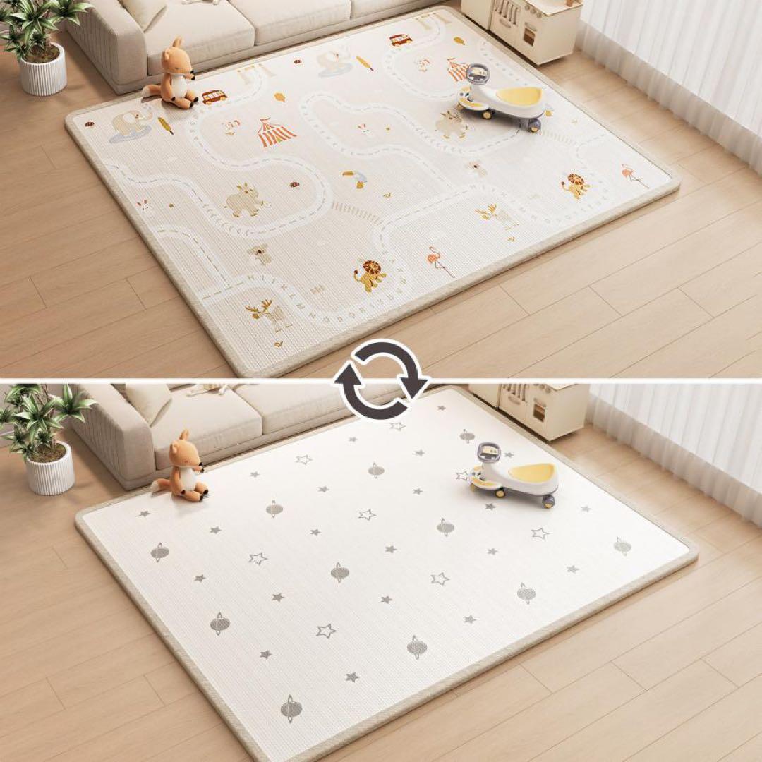 ベビーマット プレイマット 180×250cm シームレス フロアマット動物