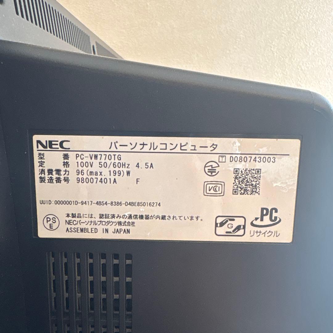 NEC VALUESTAR W PC-VW770TG 液晶一体型デスクトップPC