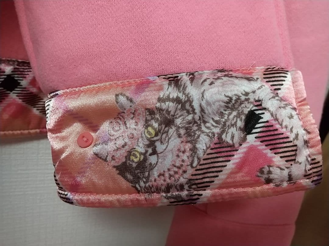 コートMARSネコ柄チェック フード ハートボタン ピンクマーズ平成ギャル