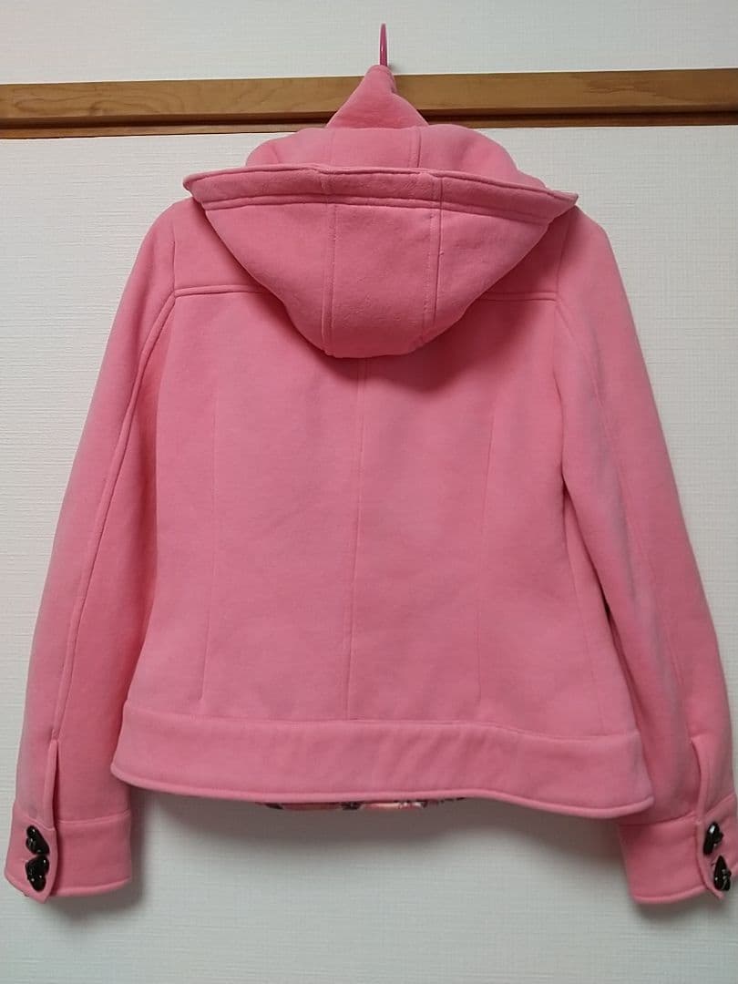 コートMARSネコ柄チェック フード ハートボタン ピンクマーズ平成ギャル