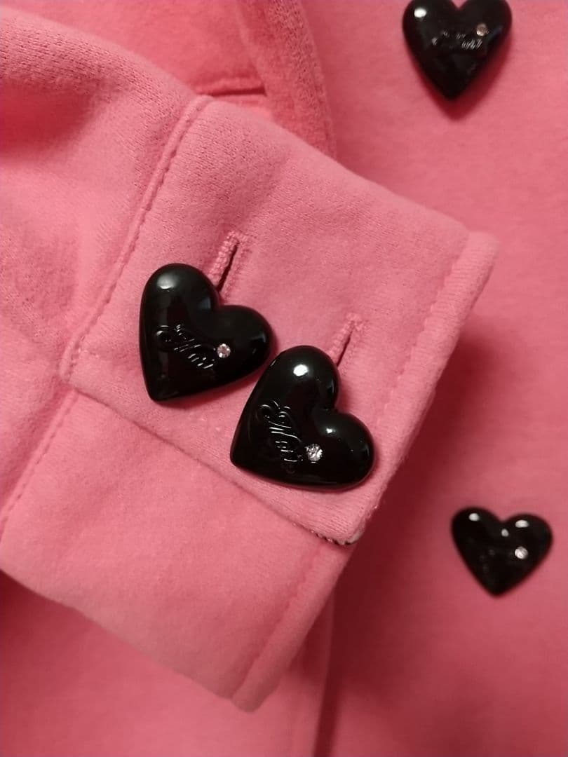 コートMARSネコ柄チェック フード ハートボタン ピンクマーズ平成ギャル