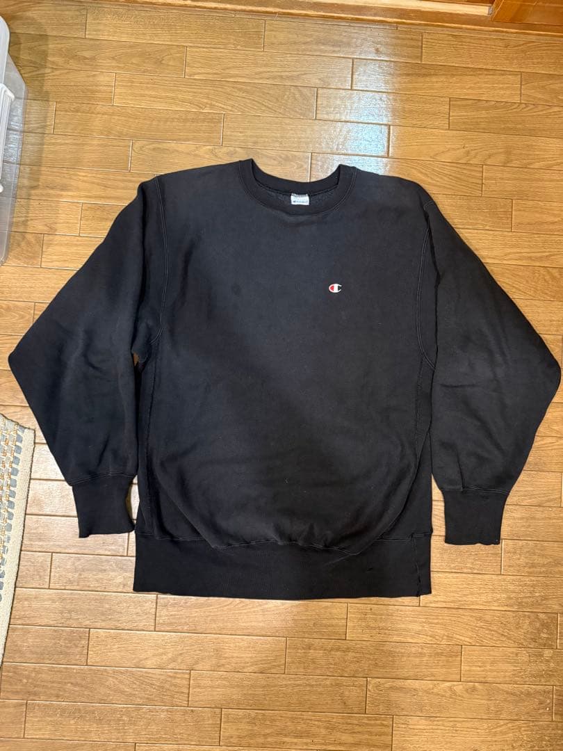 M*有様 90sチャンピオン目付きリバースウィーブ無地スウェットUSA製ブラック