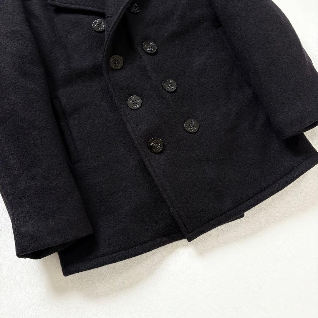 439【希少40 XL相当】米国製 ショット ピーコート メンズ ブラック