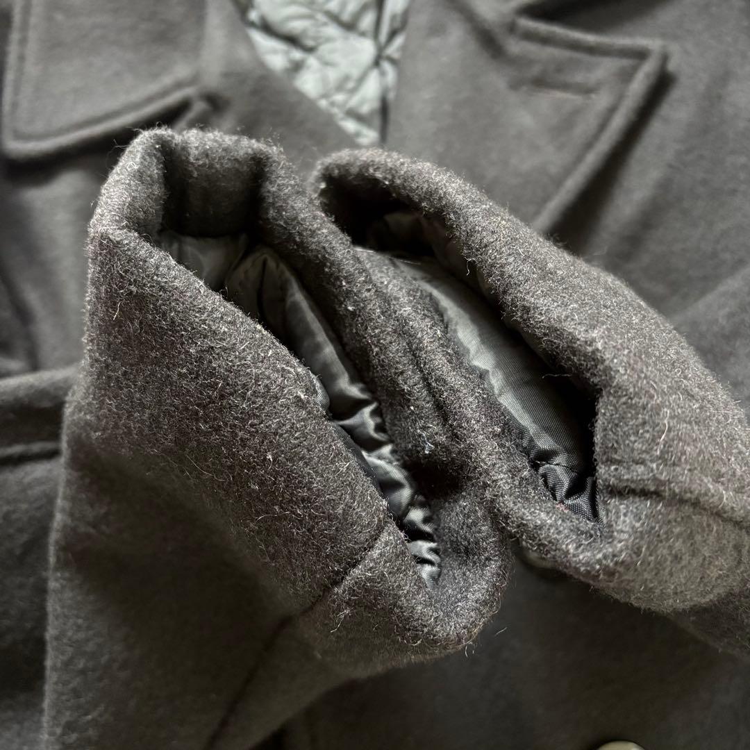 439【希少40 XL相当】米国製 ショット ピーコート メンズ ブラック