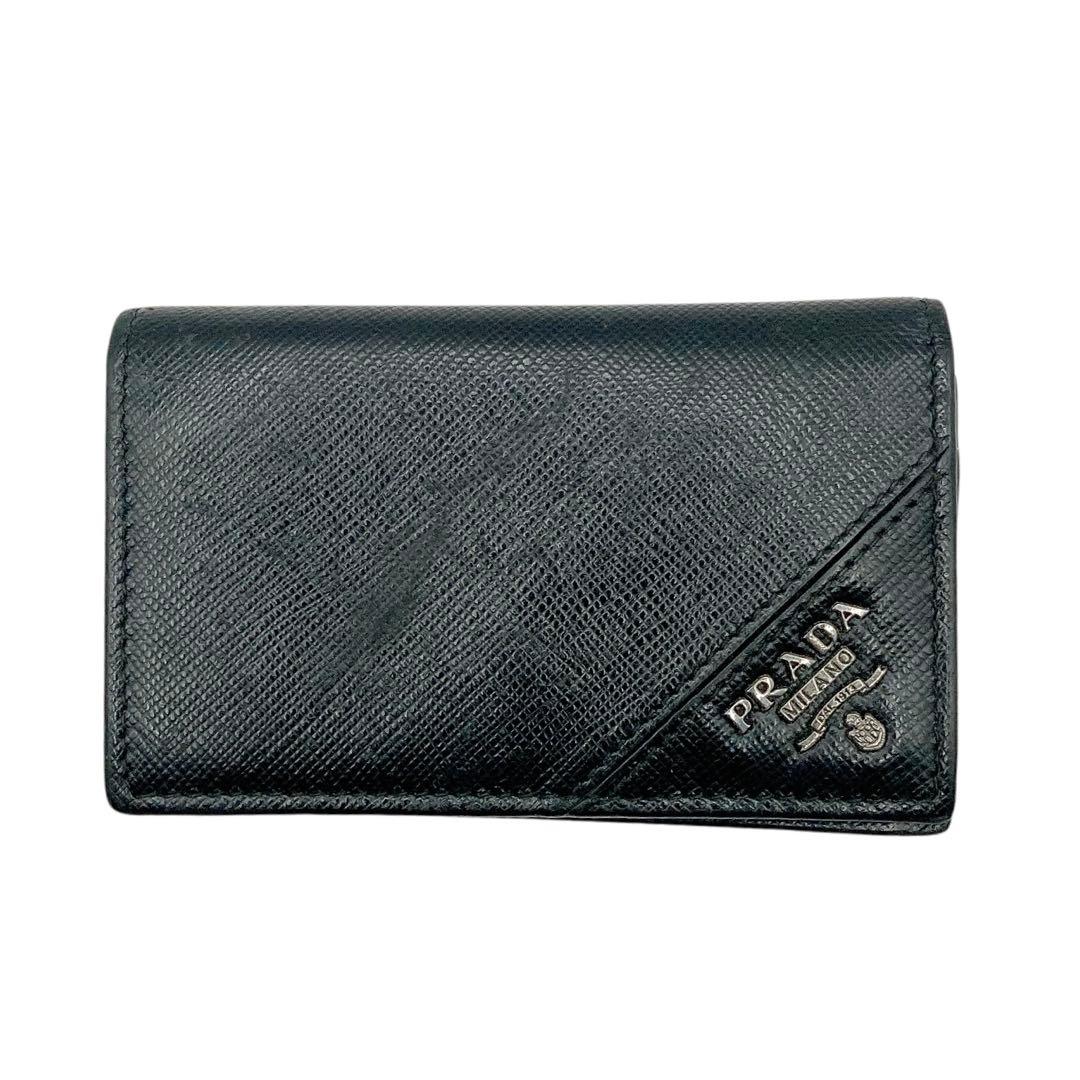 PRADA✨プラダ　サフィアーノ　名刺入れ　カードケース　ブラック　二つ折り