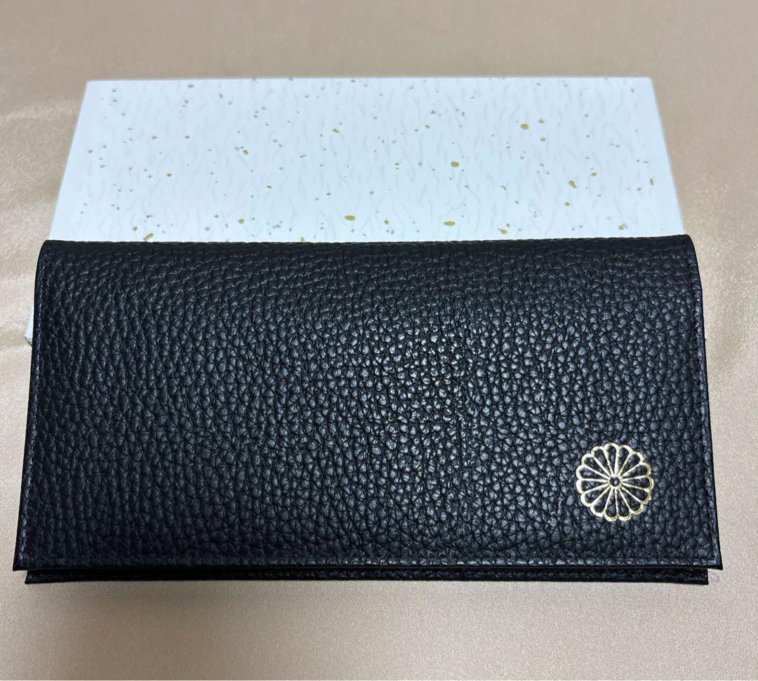 み*る様 皇居 限定　長財布 黒　ブラックレザー 長財布 ジッパーポケット付き