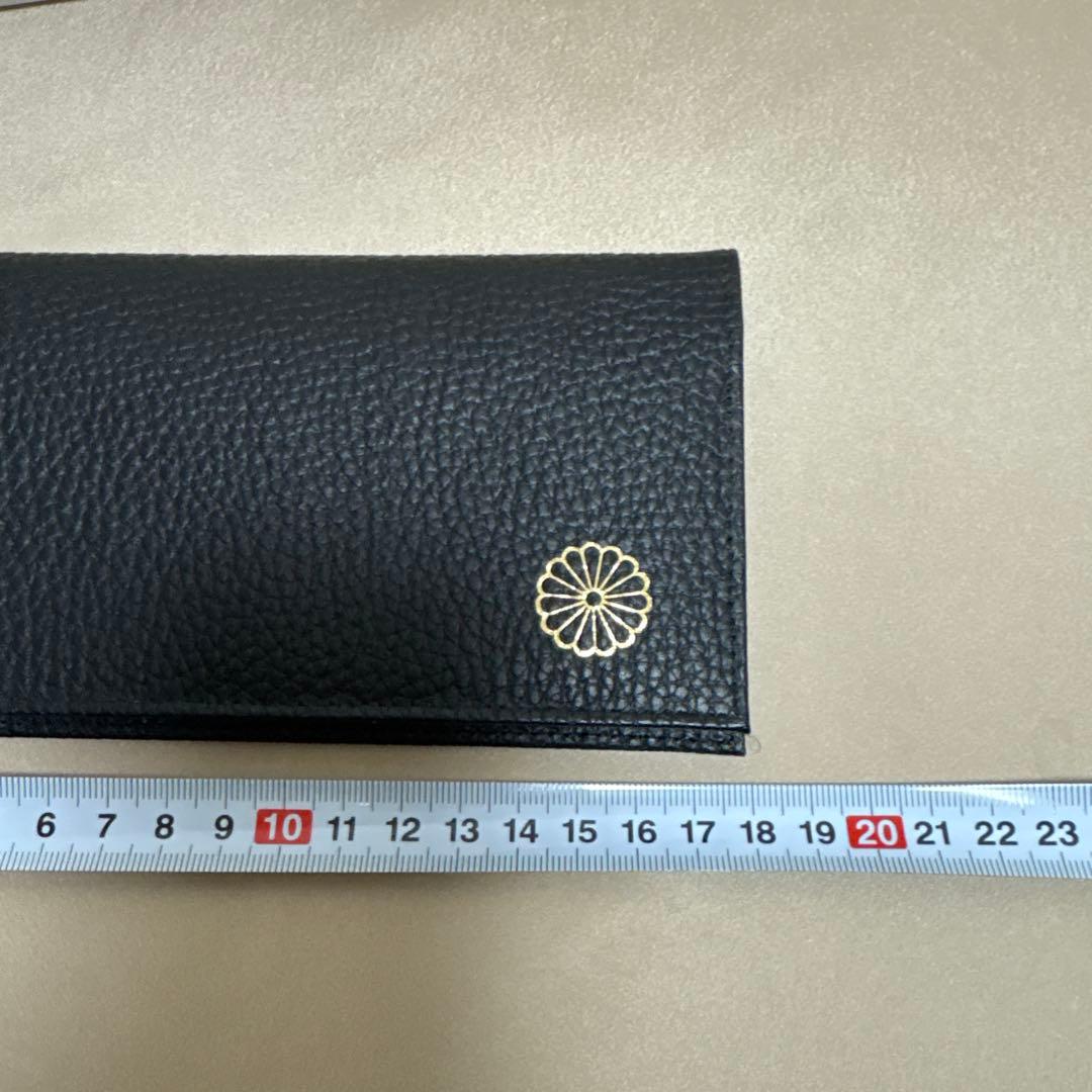 み*る様 皇居 限定　長財布 黒　ブラックレザー 長財布 ジッパーポケット付き