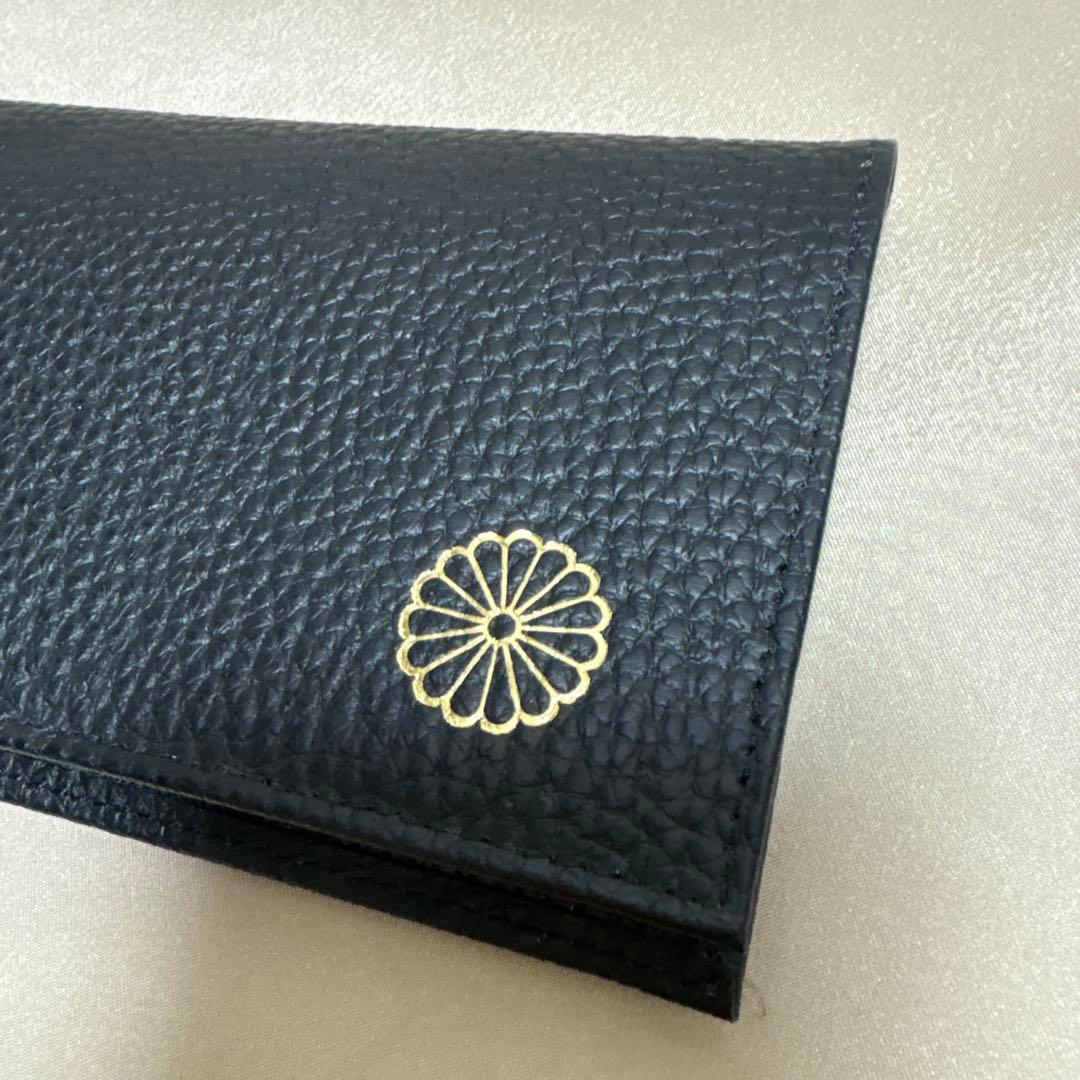 み*る様 皇居 限定　長財布 黒　ブラックレザー 長財布 ジッパーポケット付き