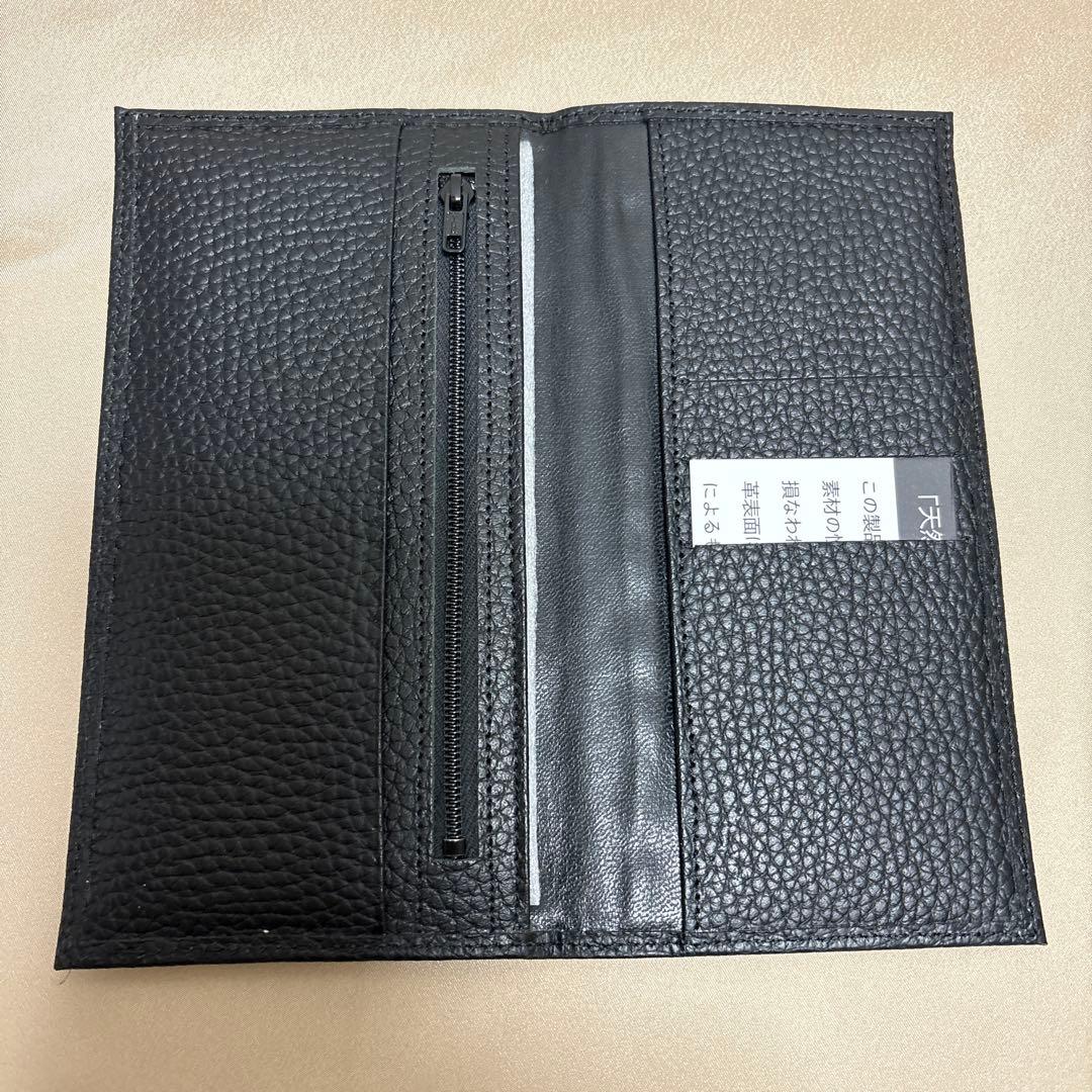 み*る様 皇居 限定　長財布 黒　ブラックレザー 長財布 ジッパーポケット付き