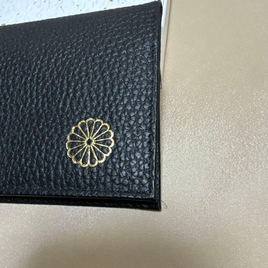 み*る様 皇居 限定　長財布 黒　ブラックレザー 長財布 ジッパーポケット付き