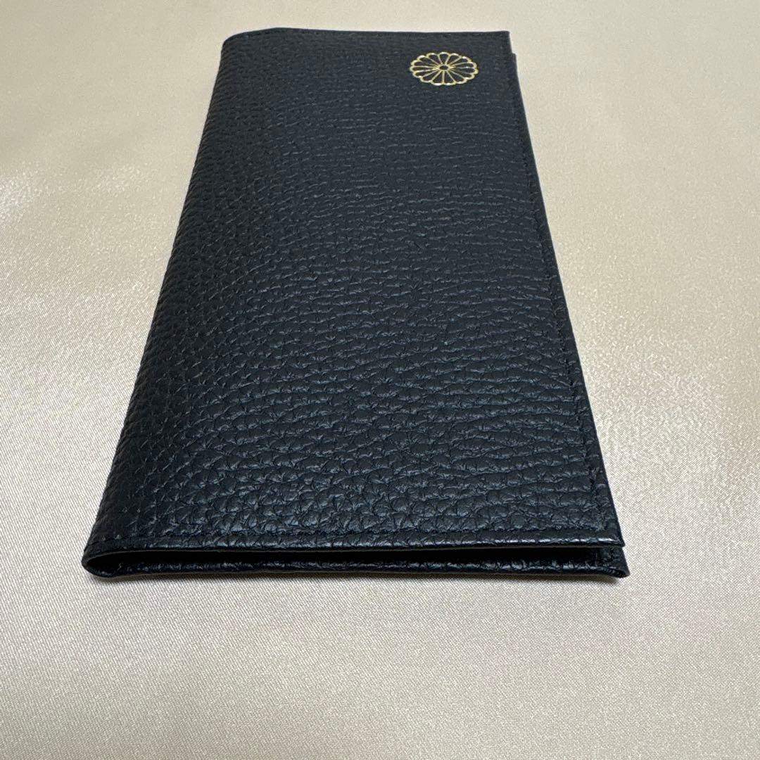 み*る様 皇居 限定　長財布 黒　ブラックレザー 長財布 ジッパーポケット付き