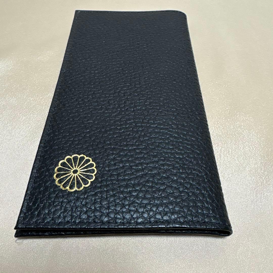 み*る様 皇居 限定　長財布 黒　ブラックレザー 長財布 ジッパーポケット付き