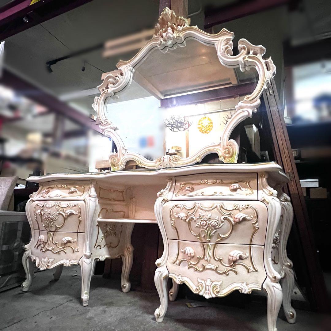 ケ*ブ様 ロココ調 姫家具 アンティーク ドレッサー 大型 豪華 猫脚