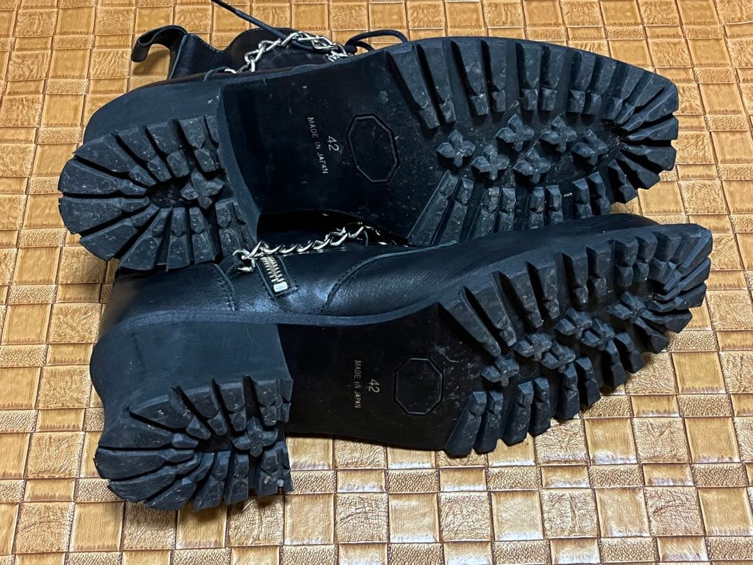 シヴァーライズ　レザーヒールブーツ　/42　ブラック　本革　チェーン装飾　ジップ