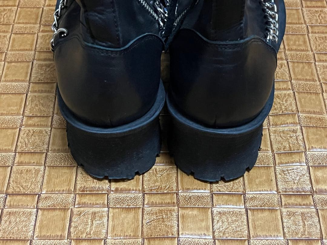 シヴァーライズ　レザーヒールブーツ　/42　ブラック　本革　チェーン装飾　ジップ