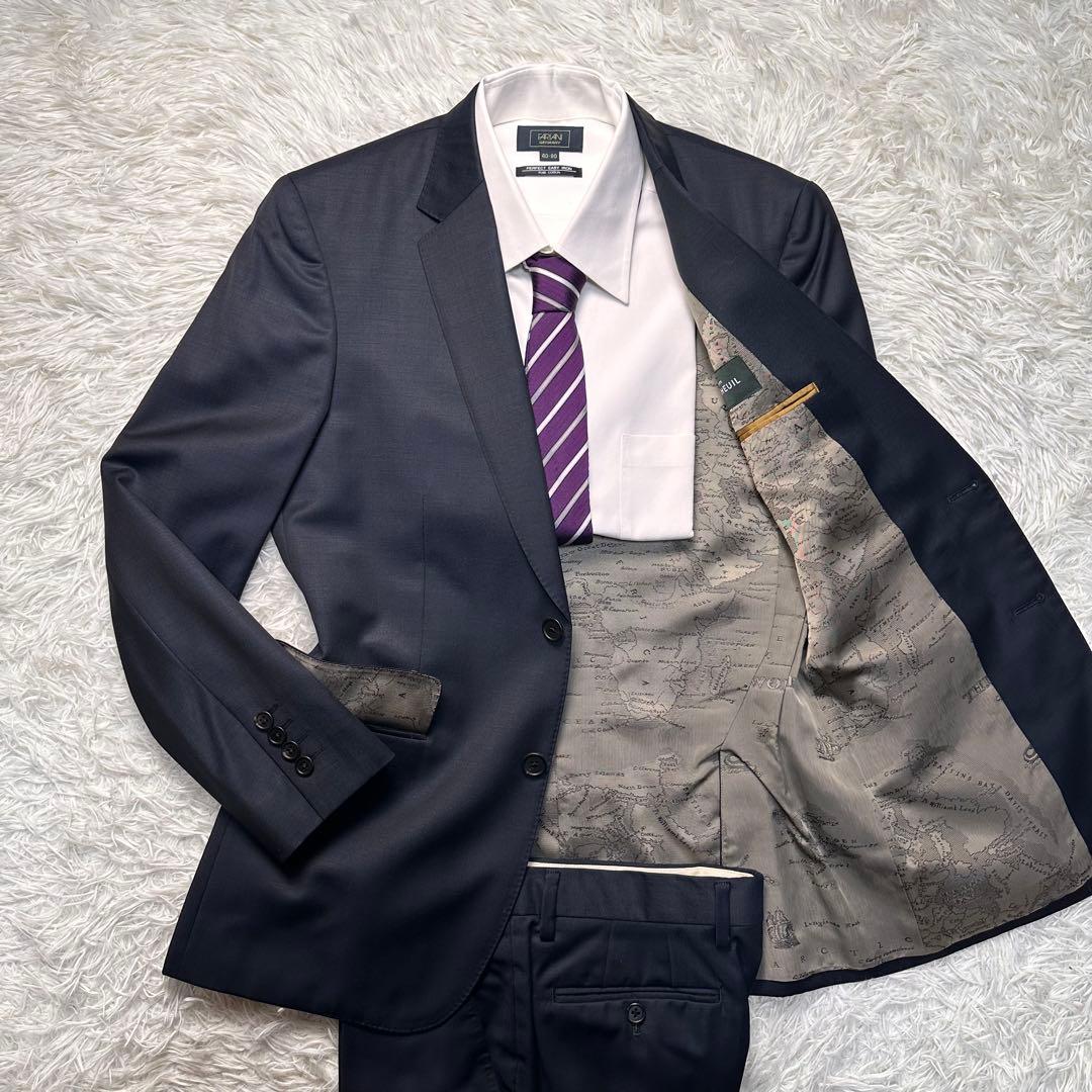 希少 現行 極美品 ポールスミス ドーメル×地図柄 光沢 セットアップ 総柄総裏