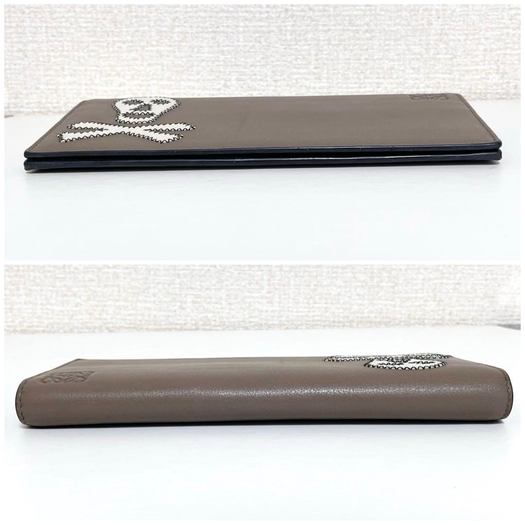 【希少！早い者勝ち！】LOEWE　ロング フラップ ウォレット スカル ブラウン