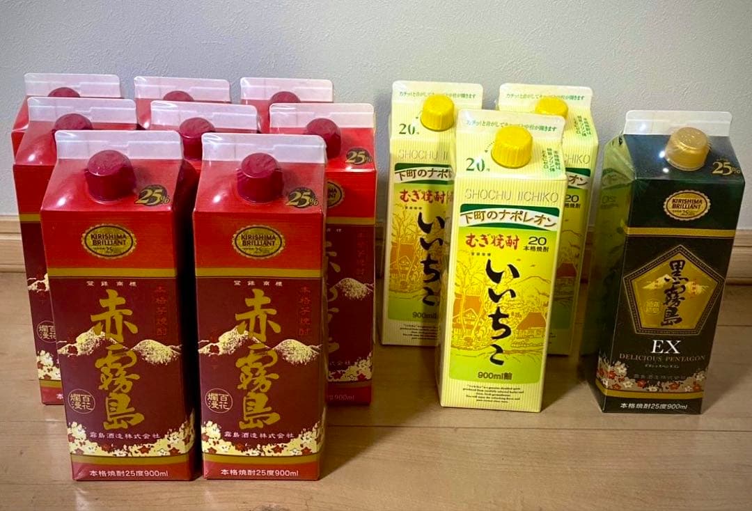 赤霧島8本、いいちこ3本、黒霧島EX1本セット