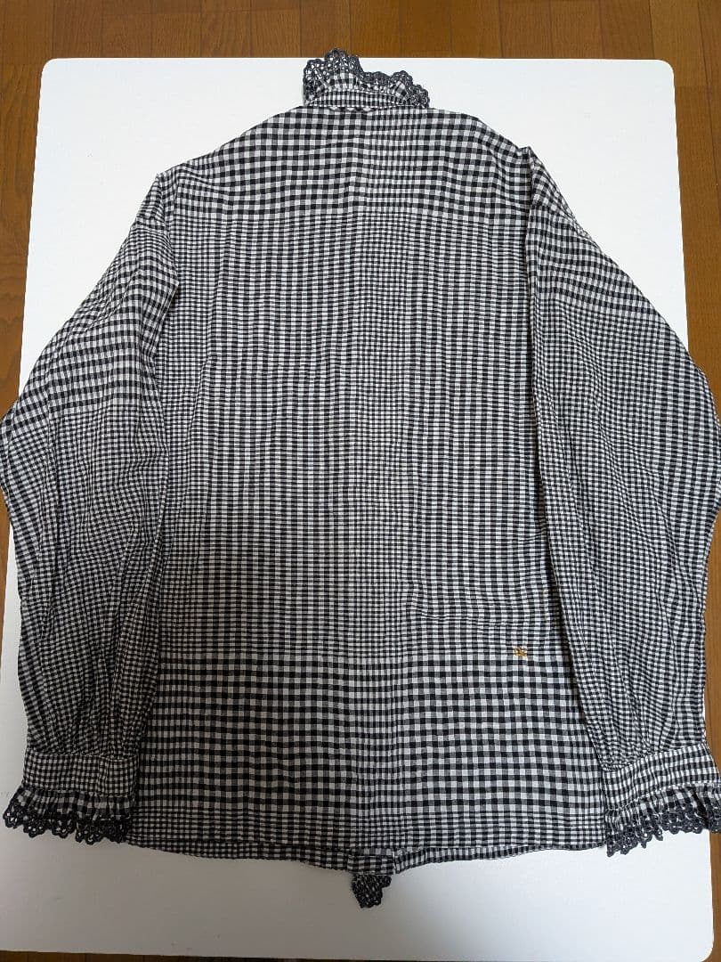 45R　春風インドカディのフリルブラウス　影色ギンガムチェック